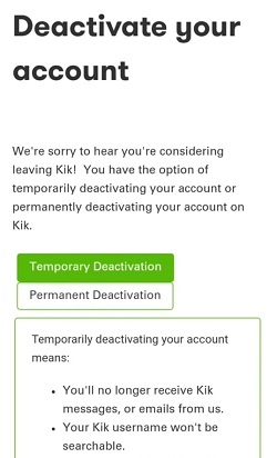deactivate kik 